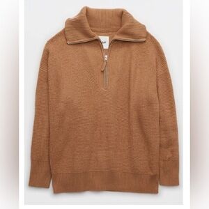 Aerie CozyUp Waffle Quarter Zip Sweater